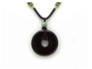 Black Agate Coin Protective Pendant Necklace