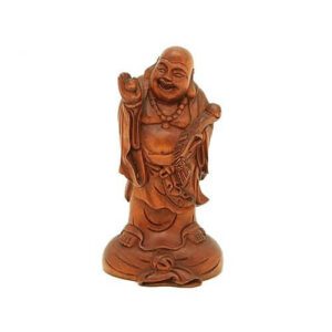 Boxwood Carving Smiling Buddha with Ruyi & Pearl1