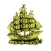 Brass Color Feng Shui Wealth Ship with Treasures