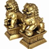 Brass Colored Temple Lions for Home Protection