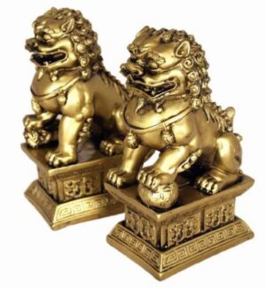 Brass Colored Temple Lions for Home Protection