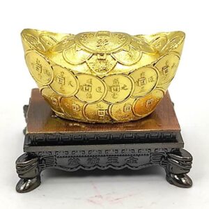 Brass Feng Shui Gold Ingot with Base (S)