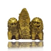 Brass Fu Dogs Seated Beside Shigandang Mountain