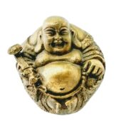 Brass Happy Buddha Holding Ruyi and Beads