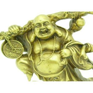 Brass Laughing Buddha Lugging Sack of Wealth1