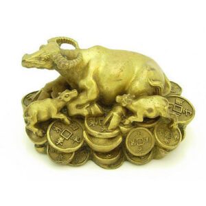 Brass Ox Family On Treasure For Prosperity1