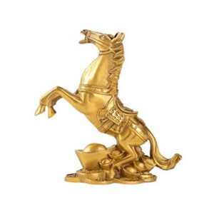 Brass Rearing Horse with Ingots and Coins