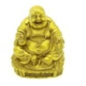 Brass Seated Laughing Buddha Holding Wu Lou and Rosary