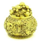 Brass Wealth Pot with Eight Auspicious Objects