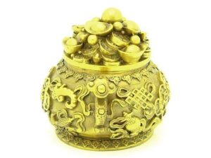 Brass Wealth Pot with Eight Auspicious Objects