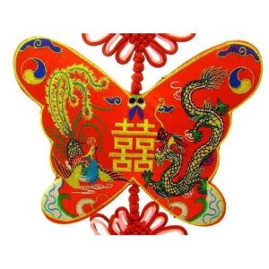 Butterfly-Shaped Brocade Embroidered Dragon and Phoenix Tassel1