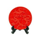 Cinnabar Lacquerware Twin Dragon Plaque1