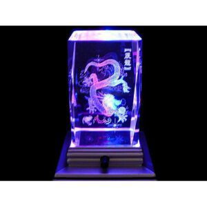 Dragon Grasping Ball 3D Laser Engraved Glass with Light Base1