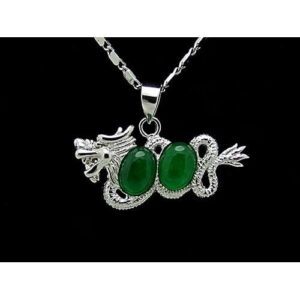 Dragon with Double Jade Pendant Necklace1