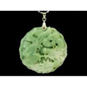 Elegant Jade Medallion Dragon and Phoenix Pendant with Chain1