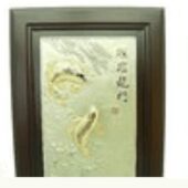 Exquisite Pewter Feng Shui Double Carps Framed Artwork