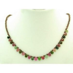 Faceted Tear Drop Mix Tourmaline with Garnet Necklace1