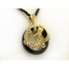 Gold Dragon Grasping Black Agate Necklace1