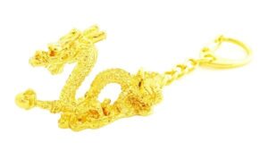 Golden Dragon Grasping Pearl Feng Shui Key Chain