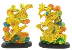 Golden Feng Shui Dragon and Phoenix