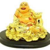 Golden Good Fortune Laughing Buddha with Money Frog