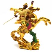 Golden Hero Kuan Kong Riding Horse Statue