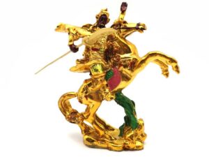 Golden Hero Kuan Kong Riding Horse Statue
