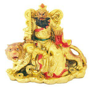 Golden Military Wealth Deity on Tiger