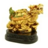 Golden Mini Dragon Tortoise with String of Coins