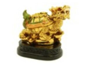 Golden Mini Dragon Tortoise with String of Coins