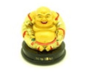 Golden Mini Seated Laughing Buddha Holding Ruyi