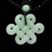 Green Jade Mystic Knot Pendant with Black Onyx Beads Necklace