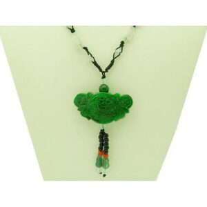 Green Jade Prosperity Medallion Lock Pendant Necklace1