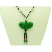 Green Jade Prosperity Medallion Pendant Necklace1