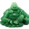 Jade Green Relaxing Laughing Buddha with Gold Ingot1
