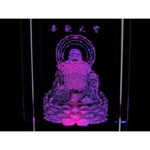 Laughing Buddha 3D Laser Engraved Glass with Light Base1