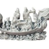 Marble Eight Immortals on Dragon Boat