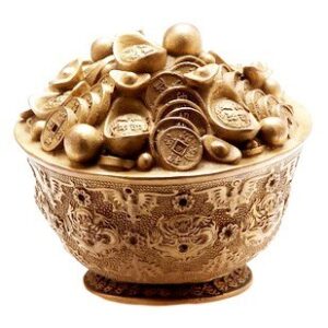 Money Bowl with Gold Ingots and Coins