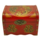 Oriental Antique Style Dragon & Phoenix Treasure Chest