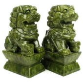 Pair of Green Jade Fu Dogs