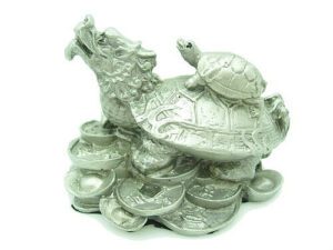 Pewter Dragon Tortoise on a Bed of Fortune1
