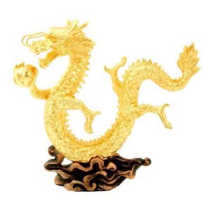 Pewter Golden Victory Dragon Grasping Pearl