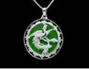 Phoenix Pendant with Round Green Jade Feng Shui Jewelry