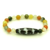 Prosperity 5 Bats Dzi with 8mm Multi-Color Rutilated Bracelet1