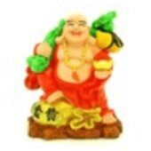 Red Robe Travelling Laughing Buddha with Giant Ruyi