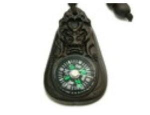 Sandalwood Dragon Head Compass with Kuan Yin Key Chain