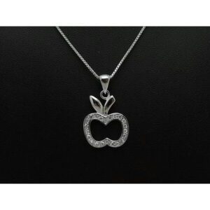 Sparkling Silver Apple Pendant Necklace1