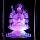 Thousand Hand Kuan Yin 3D Laser Engraved Crystal with Light Base