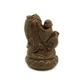 Zisha Clay Child with Carp Incense Burner1