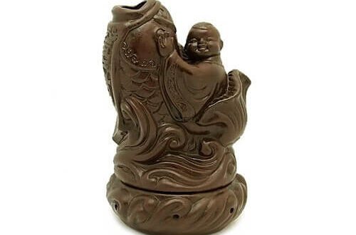 Zisha Clay Child with Carp Incense Burner1